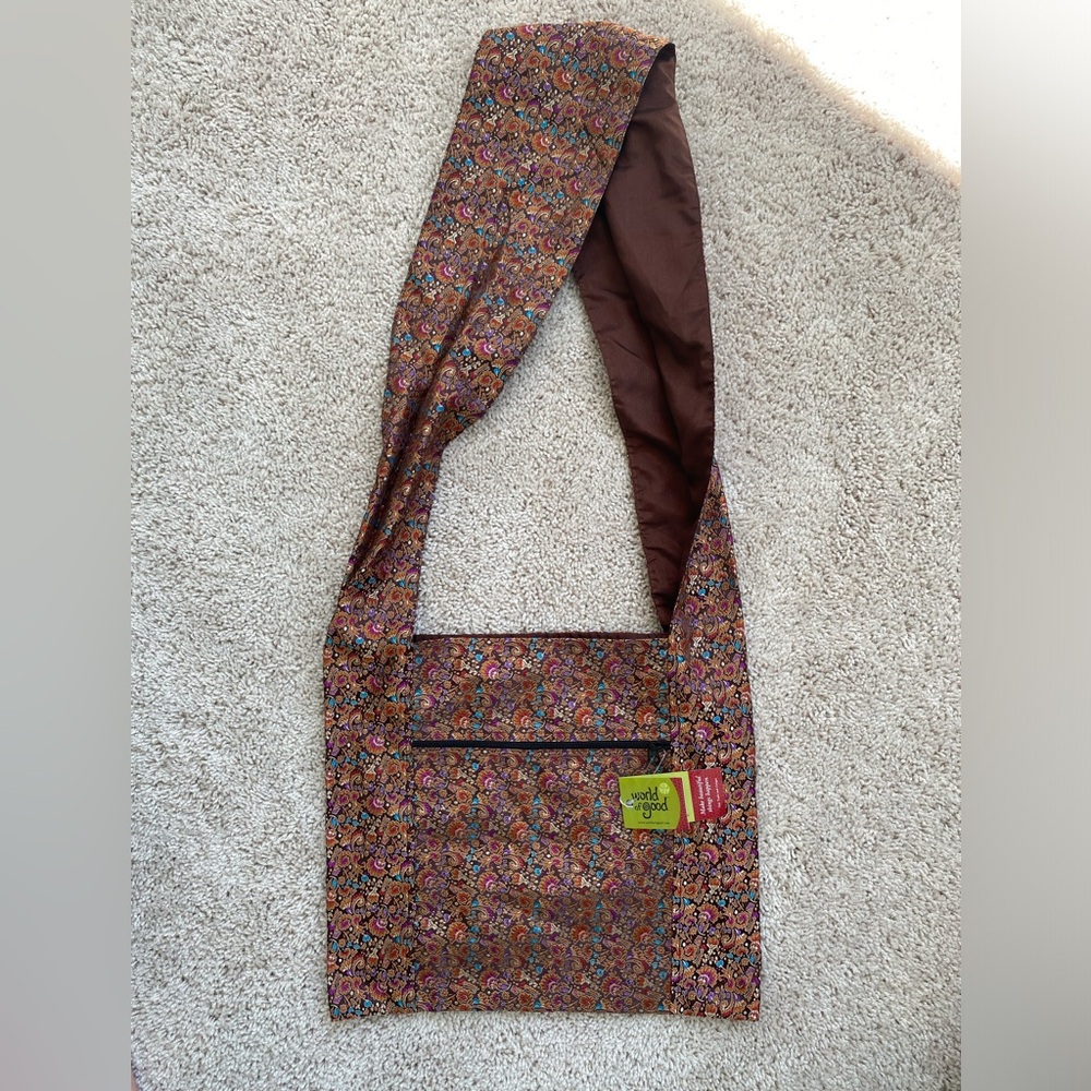 World of Good NWT Silk Crossbody Bag- Made in Nepal